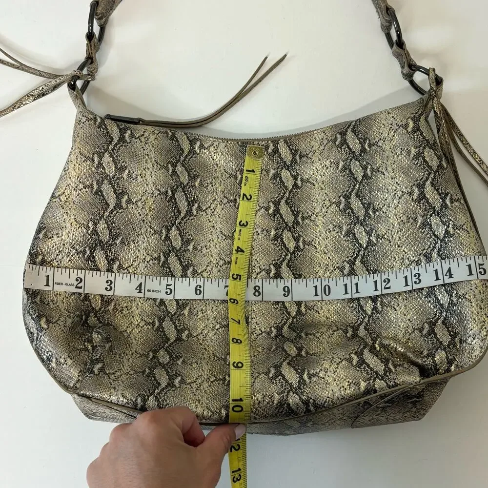 Hobo Lennox Leather Snake Print Gold Tone Shoulder Hobo Bag